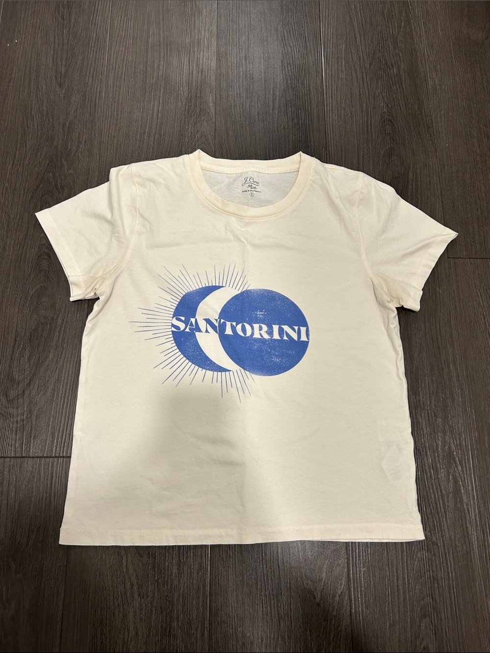 J Crew 100% Cotton Santorini Graphic Cream T-Shirt